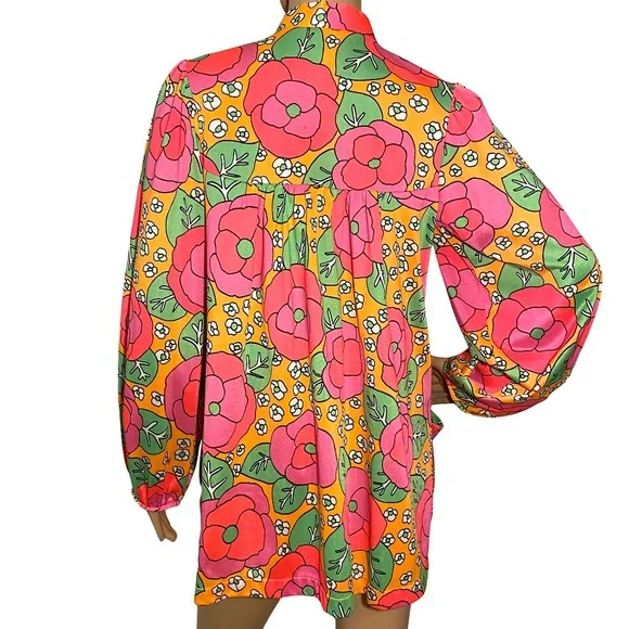VINTAGE JANTZEN BRIGHT FLORAL MOD TOP